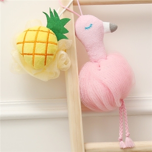火烈鸟菠萝造型搓澡浴球 粉色浴擦浴花球起泡球创意装饰