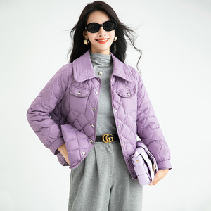 奶系棉服女冬季轻羽绒服小款女式小棉袄九零白鸭绒百分之90女士