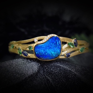 澳洲纯天然澳宝18k铁欧泊手镯.重21克欧泊7.7克拉.