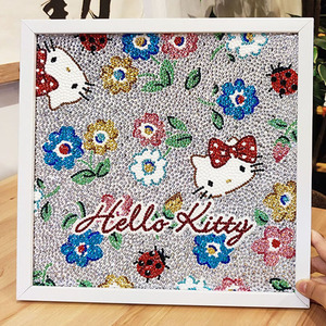凯蒂猫hellokitty卡通卧室可爱简单5d立体钻石画手工创意材料包