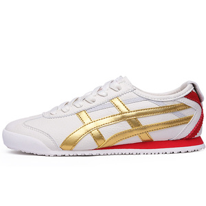 鬼冢虎男鞋女鞋金色tiger虎冢鞋皮面运动休闲板鞋虎牌真皮阿甘鞋