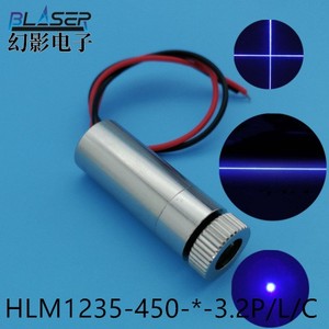蓝色激光模组450nm10mw激光器光点可调点状一字十字线型φ12mm3V