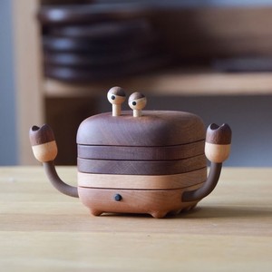 小螃蟹杯垫可爱实木杯托家用木质茶托隔热垫创意原木桌面摆件礼品