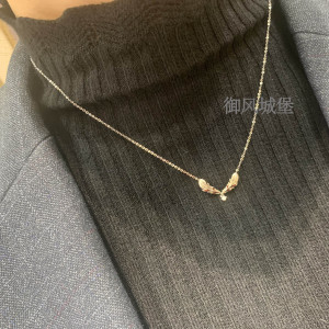 代购国内周大福铂金pt950 和平天使 羽毛 钻石 项链 3280na1227