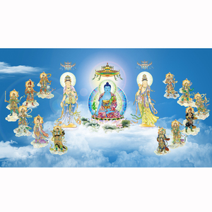 开光佛像结缘药师佛日光月光菩萨画像药师十二叉神将相纸塑封挂画