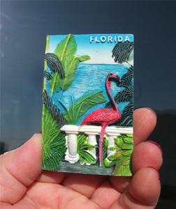 美国当地冰箱贴 阳光之州佛罗里达 florida 火烈鸟 6件包邮