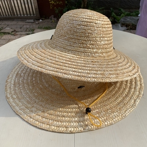 遮阳草帽男老人麦秆外出防晒帽农夫除草大沿草编帽下乡男款大檐.