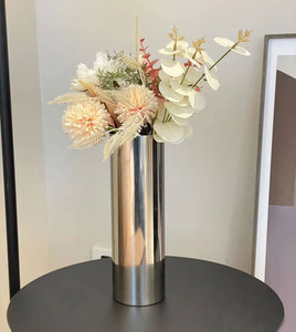 9X28金属花瓶现代304不锈钢花器客厅玄关餐桌上装饰醒花筒