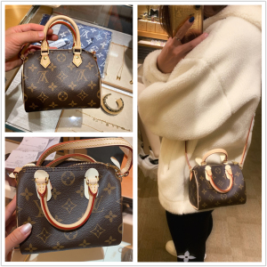 lv/路易威登女包经典老花nano speedy迷你枕头包单肩斜挎包m61252