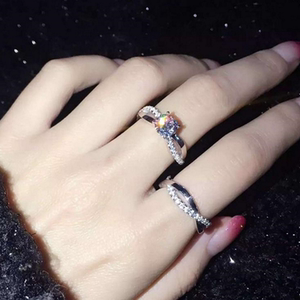 s925纯银刘诗诗同款戒指开口无限爱婚戒仿真钻戒情侣一对k送女友