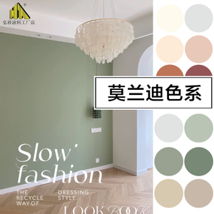 奶咖色莫兰迪色乳胶漆 室内 家用灰蓝高级灰豆绿色背景墙彩色涂料