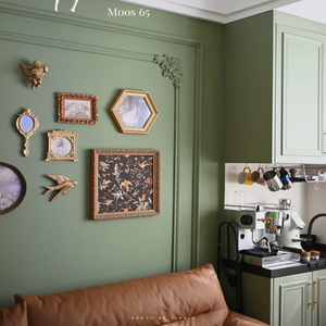 轻奢风轻法式复古绿色乳胶漆网红奶油绿客厅卧室背景墙漆刷墙涂料