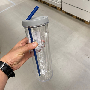 ikea宜家乌普拉达 水瓶带吸管柠檬过滤水杯 网红吸管杯随手杯正品