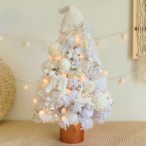 白色植绒圣诞树60cm落雪小型2023家用桌上摆件ins风圣诞节装饰品