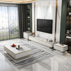 2021年大理石面电视机柜客厅家用单独地台轻奢风简约茶几组合台柜