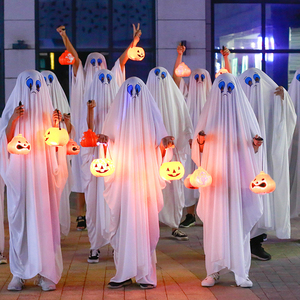 万圣节儿童服装男童女童恐怖表演服饰道具幽灵斗篷衣服白色鬼衣服