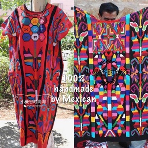 2018进口墨西哥原产oaxaca瓦哈卡手工刺绣民族风huipil斗篷连衣裙