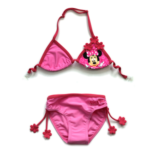 外贸原单女童泳衣可爱 女宝三点式 迪士尼 米妮儿童比基尼游泳衣