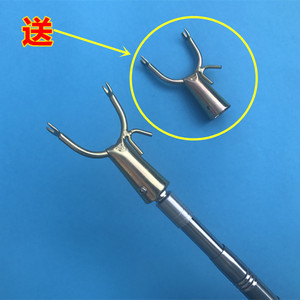 高空摘果剪刀 不锈钢伸缩杆可拆卸带倒钩衣叉头 1.5米7米金属钩子