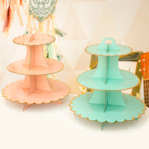 生日派对聚会装饰品纸质三层蛋糕架子甜品台布置婚礼拍照道具摆件