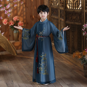 儿童古装汉服男童宋制原创走秀中国风古代公子少爷服男孩国学朗诵