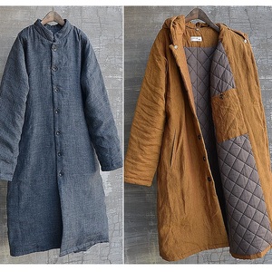 男女通用可脱卸连帽立领长袍加棉棉花棉袍大衣休闲流行青春加厚帅