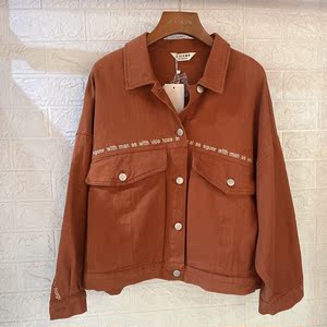 麦寻女装2022春季新款短款宽松牛仔外套nnza3009时尚字母刺绣