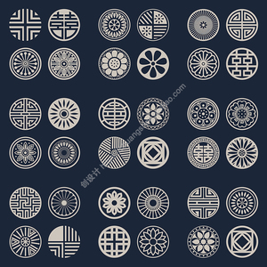 民族风圆形雕花图案 中国传统纹样装饰窗花 ai格式矢量设计素材