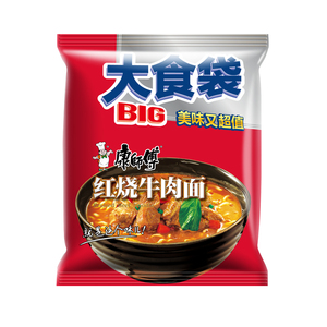 满12袋免邮康师傅大食袋红烧牛肉面袋装面145g泡面速食面方便面