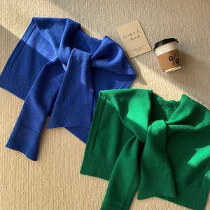 克莱因蓝马尔斯绿新款针织披肩外搭毛线春夏纯色秋空调护颈女围巾