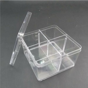 四格正方形透明塑料盒子环保9.5cm首饰收纳样品手工DIY配件配药盒
