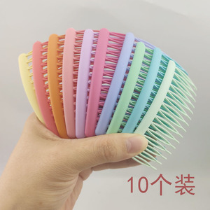 10个装15齿磨砂塑料发梳8*4.7cm 韩版莫兰迪色系成人刘海碎发插梳