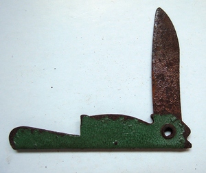 民国解放初文革啄木鸟形绿漆可折叠小刀片 老式怀旧古董学生刀具