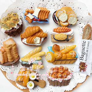 【满48包邮】出口欧洲日本法棍切片奶油法式面包筐冰箱贴留言磁贴