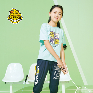 lt duck品牌小黄鸭童装折扣特价女童短袖t恤夏季新款大童上衣运动