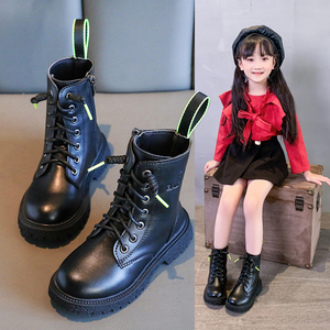 女童靴子儿童鞋子2022秋冬季新款高筒长靴走秀表演短靴单靴马丁靴