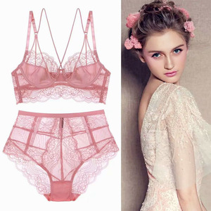 维多利亚caphia卡梵法式性感超薄透气蕾丝内衣女美背聚拢文胸套装