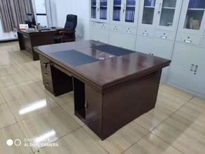 新中式办公桌油漆办公桌木皮大班桌老板双面桌办公室电脑桌2人位