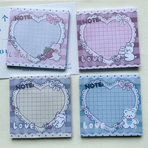 桃心便利贴格子jk风ins便签贴卡通方格颜值学生贴纸留言贴