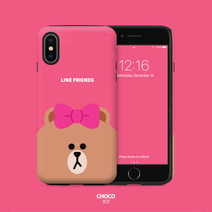 韩国代购line friends七iphone7plus手机壳布朗熊6s苹果8p硅胶x女