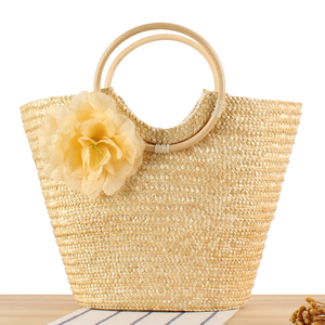 两件包邮 新款大花朵藤把手拎草编包编织包沙滩包时尚女包包