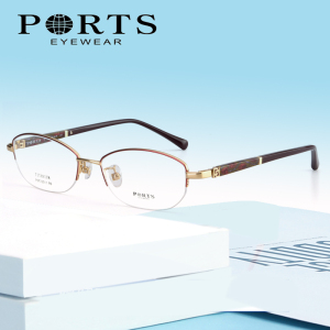 ports宝姿眼镜架镜框商务配近视钛金属光学眼镜女士半框pof22011