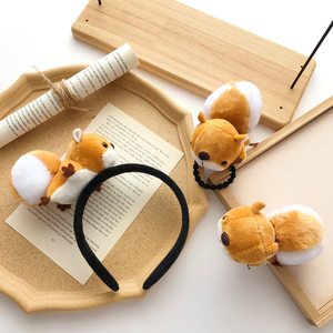 可爱小松鼠胸针发夹公仔发箍韩国超萌松鼠头绳扎头发皮筋成人头饰