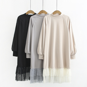 针织蕾丝拼接假两件套连衣裙-淘宝拼多多热销针织蕾丝拼接假两件套