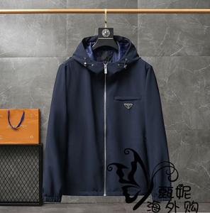 prada/普拉达2022早秋防水风衣男士外套休闲连帽防风长袖夹克上衣