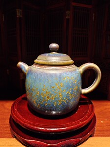 【炭烧】精品禹州钧瓷卢钧窑变开片茶壶手工匏樽单壶容量200ml
