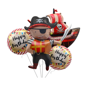 生日派对装饰布置道具玩具汽球4D立体海盗船长卡通造型铝膜气球柱