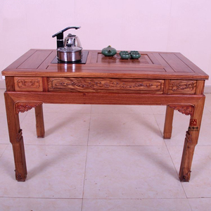 明清古典红木茶几中式仿古实木茶桌椅组合刺猬紫檀马蹄腿小型茶台