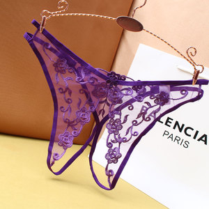 网纱性感丁字裤开档情趣调情房用免脱镂空诱惑透明透气低腰内裤女