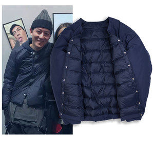 津范陈冠希潮牌90白鸭绒薄款内胆夹克紫标蓝色羽绒服休闲外套冬季